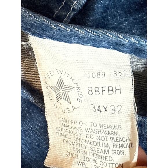 Vintage Carhartt Bib Overalls 34x32 Denim Carpenter 88FBH USA Union Made - Picture 3 of 6